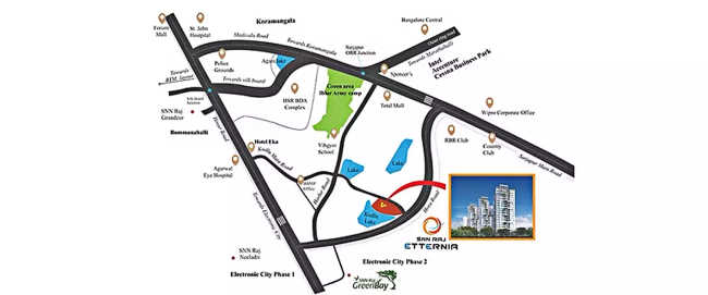 SNN Raj Etternia Anekal - Location Map