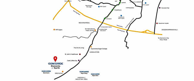 Concorde Elements Of Earth Bannerghatta - Location Map