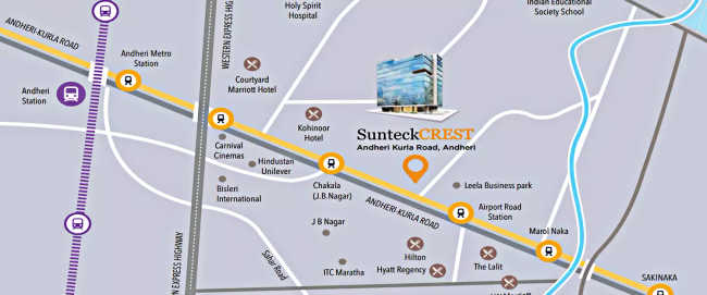Sunteck Crest Andheri - Location Map