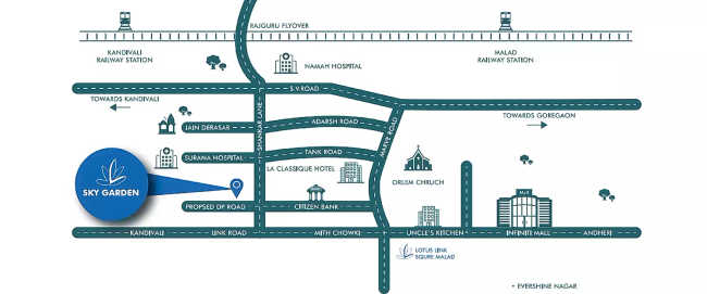 Lotus Sky Gardens Kandivali - Location Map