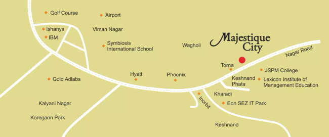 Majestique City Wagholi - Location Map