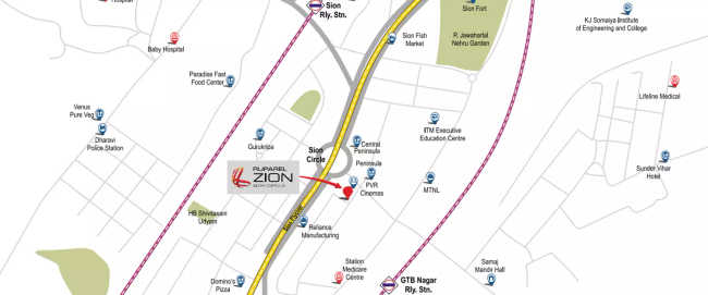 Ruparel Zion Sion - Location Map