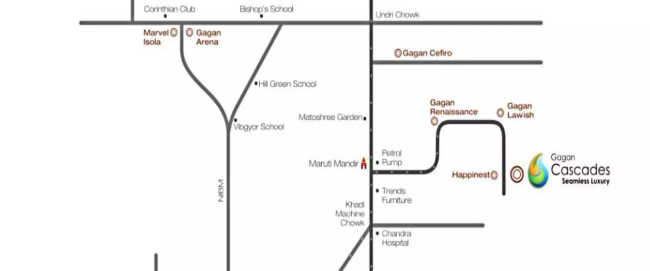 Gagan Cascades Pisoli - Location Map