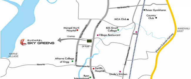 Ruparel Sky Greens Kandivali - Location Map
