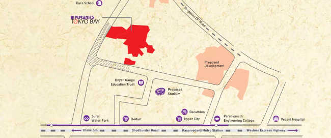 Puraniks Tokyo Bay Ghodbunder Road - Location Map