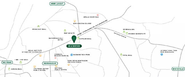 38 & Banyan Nagavarapalya - Location Map