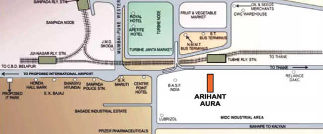 Arihant Aura Turbhe - Location Map