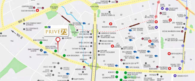 M3M Prive 73 Sector 73 - Location Map