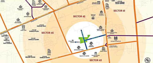 Emaar Digi Homes Sector 62 - Location Map