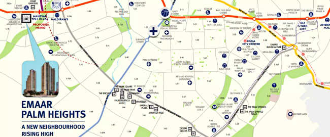 Emaar Palm Heights Sector 77 - Location Map