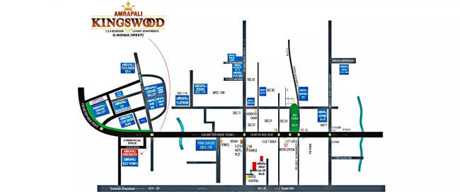 Amrapali Kingswood Sector 4 Greater Noida - Location Map