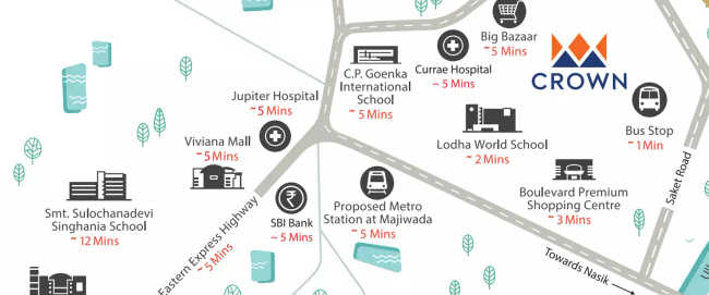 Lodha Crown Majiwada Majiwada - Location Map