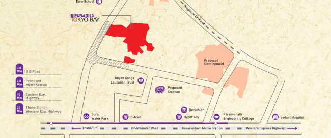 Puraniks Tokyo Bay Ghodbunder Road - Location Map