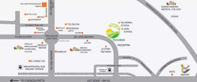 TVS Flourish Padappai - Location Map