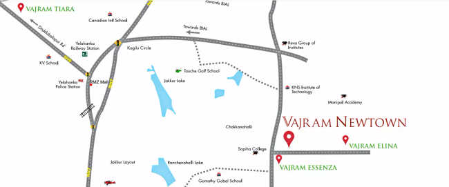 Vajram Newtown Jakkur - Location Map