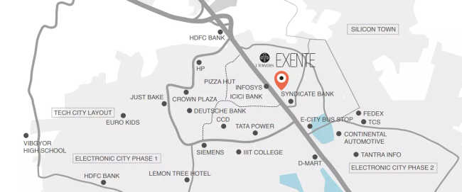 Kolte Patil Itowers Exente Electronic City - Location Map