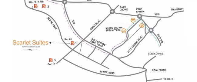 Supertech Scarlet Suites Sector 68 - Location Map