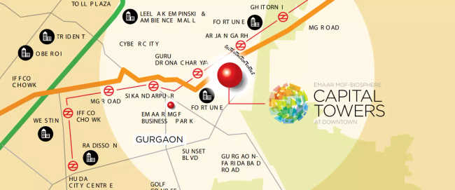 Emaar MGF Capital Tower Sector 26 - Location Map