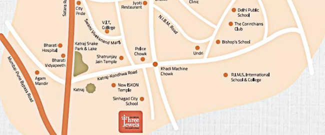 Kolte Patil Three Jewels Kondhwa - Location Map