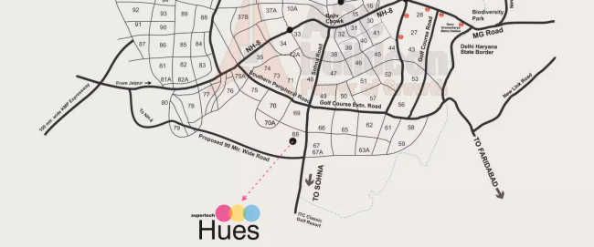 Supertech Hues Sector 68 - Location Map