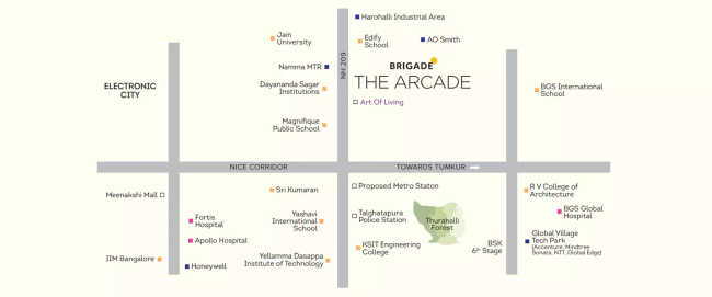 The Arcade at Brigade Meadows Kanakapura - Location Map