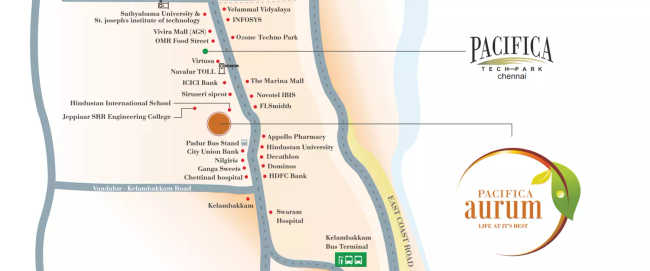 Pacifica Happiness Towers Padur - Location Map