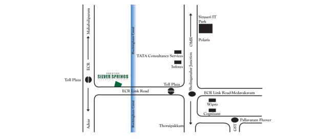 Prestige Silver Springs Sholinganallur - Location Map