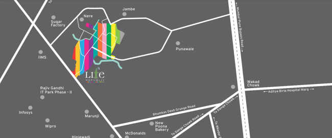 Kolte Patil Life Republic 16th Avenue Arezo Hinjewadi - Location Map
