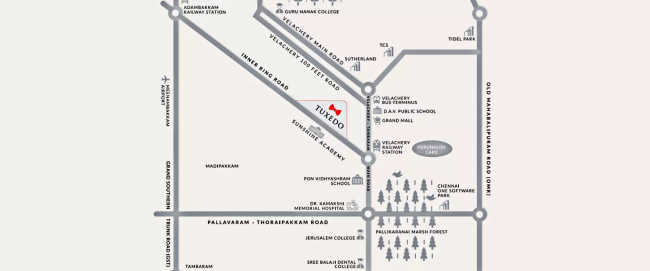 DRA Tuxedo Velachery - Location Map