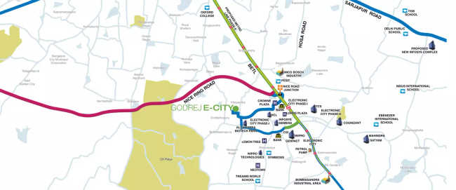 Godrej E City Electronic City - Location Map