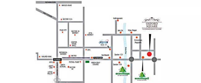 Supertech Oxford Square Sector 16B Greater Noida W - Location Map