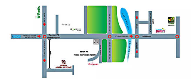 Ajnara Grand Heritage Sector 74 - Location Map