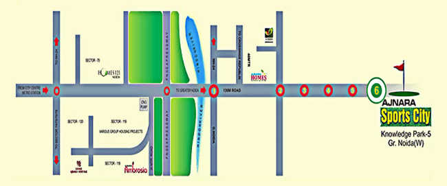 Ajnara Sports City Villas Sector 62 - Location Map