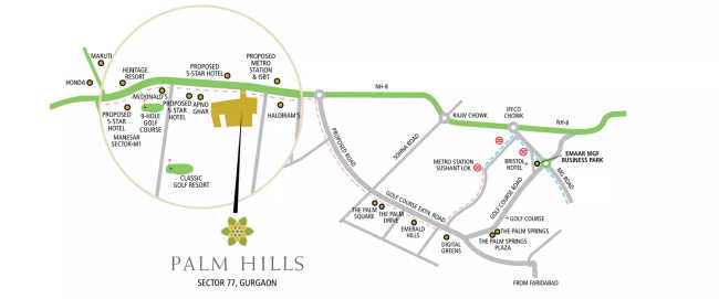 Emaar Palm Hills Sector 77 - Location Map