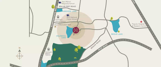 Hiranandani Bannerghatta Begur - Location Map