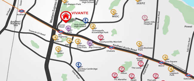 Mahindra Vivante Andheri - Location Map