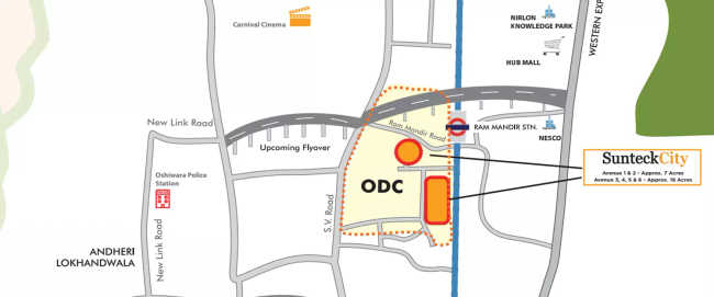 Sunteck 2nd Avenue Goregaon - Location Map