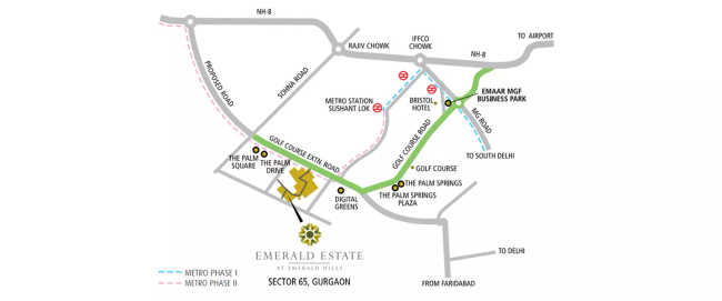 Emaar Emerald Estate Sector 65 - Location Map