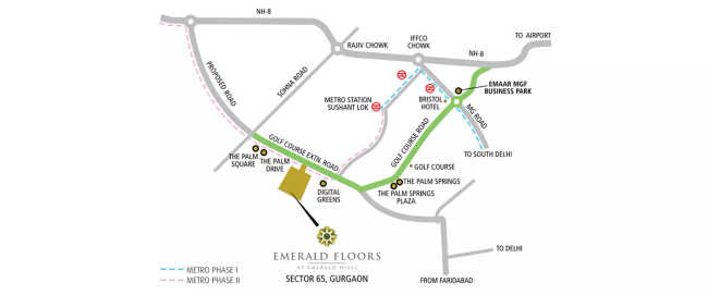 Emaar Emerald Floors Sector 65 - Location Map