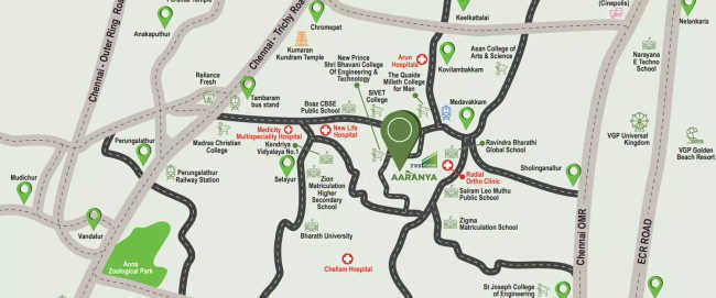 TVS Emerald Aaranya Medavakkam - Location Map