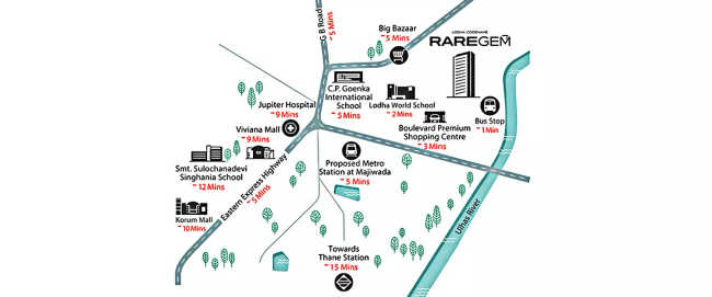 Lodha Rare Gem Majiwada - Location Map