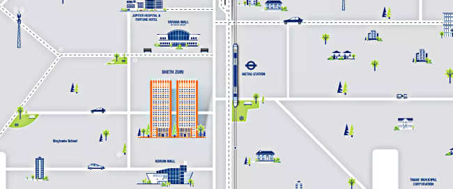 Sheth Zuri Majiwada - Location Map