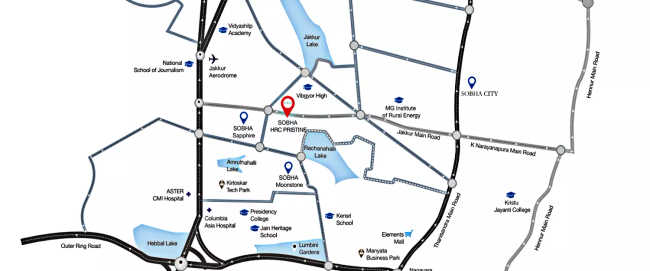 Sobha HRC Pristine Jakkur - Location Map