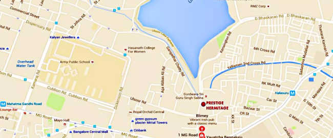 Prestige Hermitage Ulsoor - Location Map