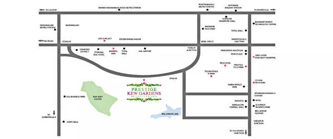 Prestige Kew Gardens Bellandur - Location Map