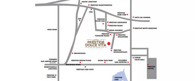 Prestige Dolce Vita Whitefield - Location Map