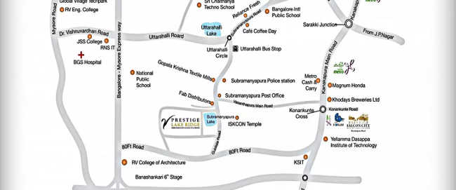 Prestige Lake Ridge Uttarahalli - Location Map