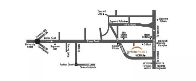 Supreme Palms Baner - Location Map