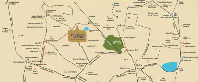 Shriram Treasure Island Jalahalli - Location Map