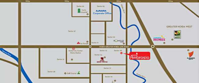 Ajnara Ambrosia Sector 118 - Location Map